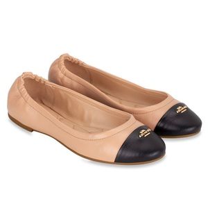 NWT Coach Bonnie leather ballet flats nude/black